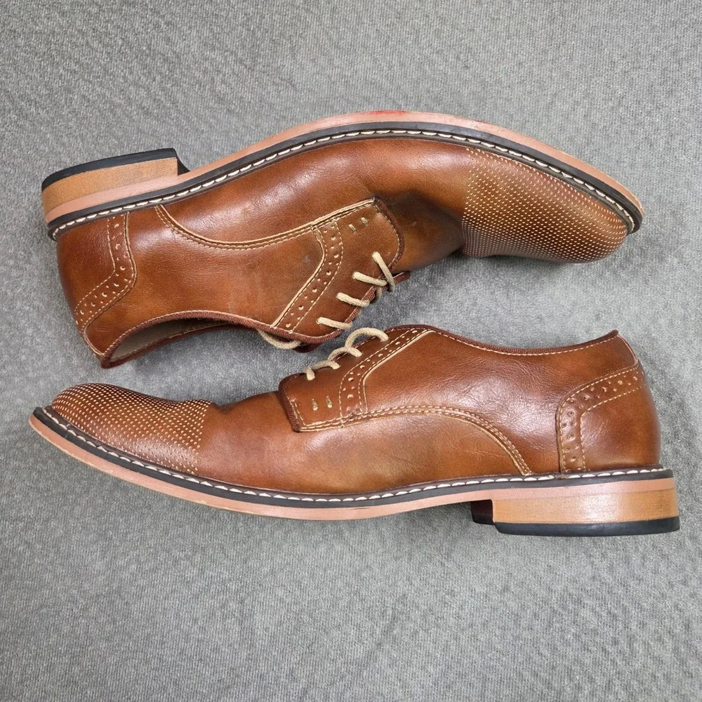 Madden Cap Toe Oxford Dress Shoes Men 10.5 Brown Perforated Brogue Lace Up